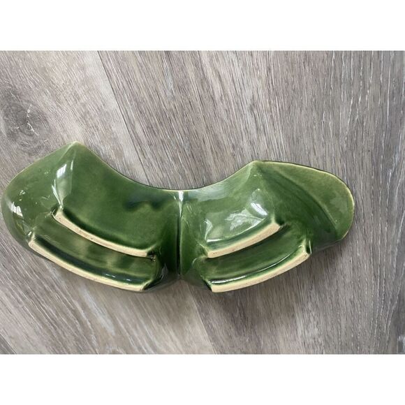 McCoy Lazy Susan Replacement Dish Green Partitioned Bowl USA Art Pottery Vtg - Picture 8 of 9